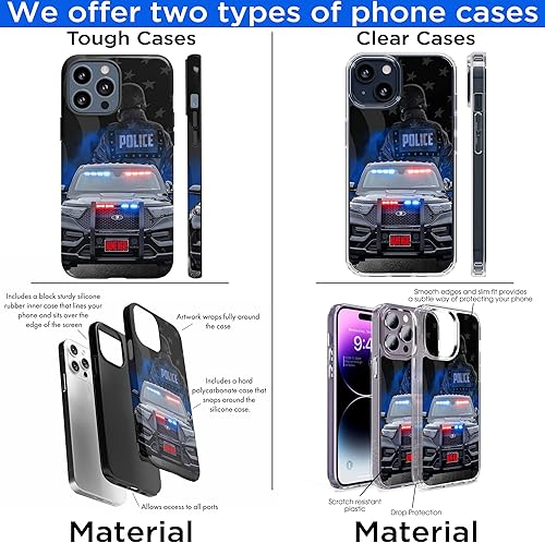 Miniatura 3 de Funda de teléfono personalizada para oficial de policía de automóvil, bandera estadounidense, policía, regalos con nombre personalizado, para marido