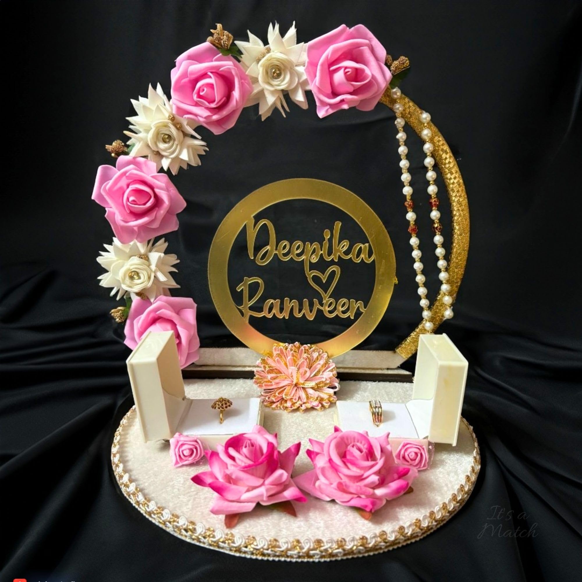 Its a Match Personalized Engagement Ring Tray, Ring Plate, Ring Platter, Decorative Plate for Ring Ceremony/Wedding (Pink, White) (B0CWH6S7CS) Amazon Price History, Amazon Price Tracker