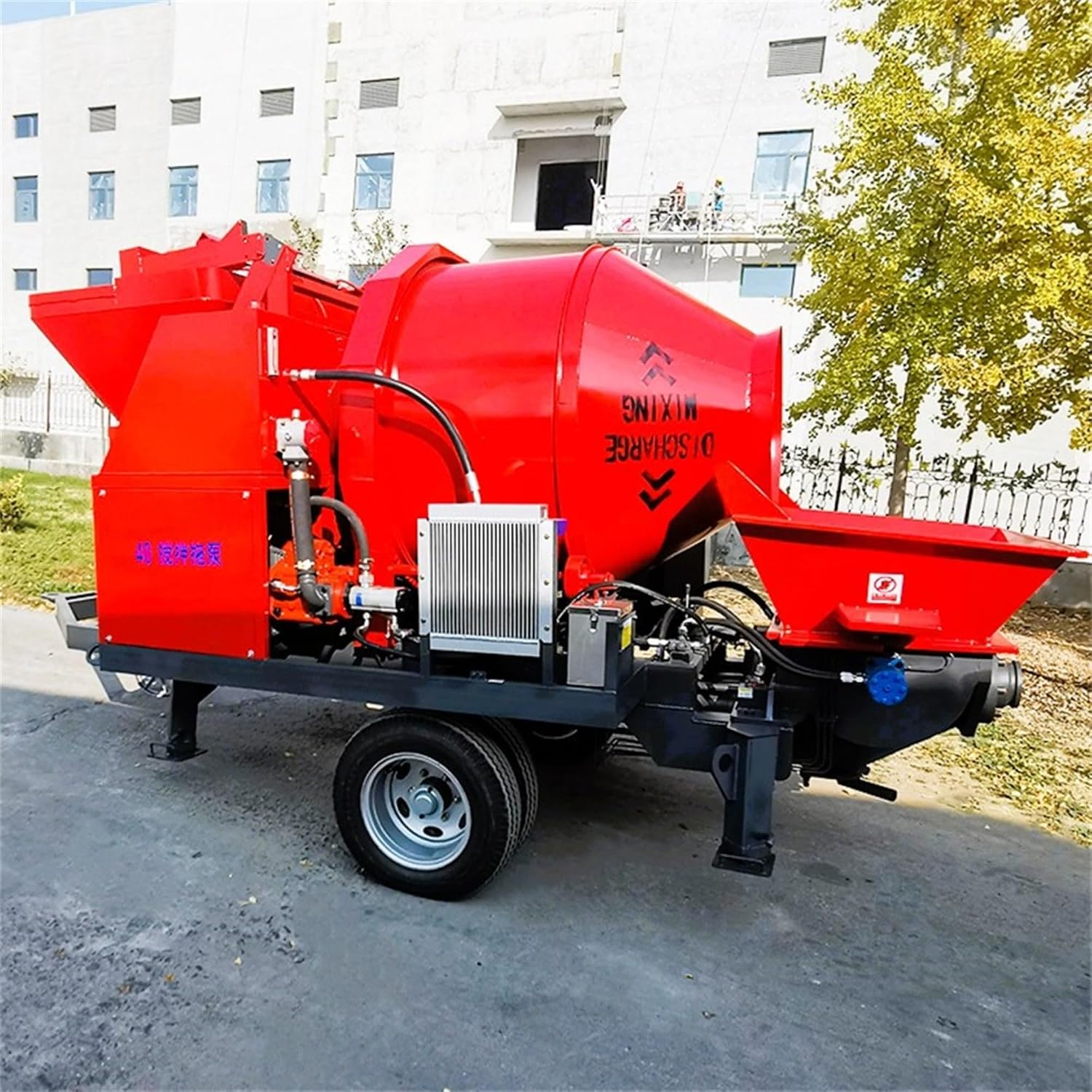 Industrial Mobile Concrete Pump, Heavy Duty Cement Mixer Pump for Factory Floors, Commercial Concrete Mixer with Pump