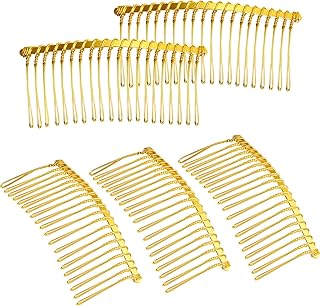 Hicarer 5 Pcs Gold Metal Wire Hair Combs, 20 Teeth Wire Twist Bridal Wedding Veil Combs