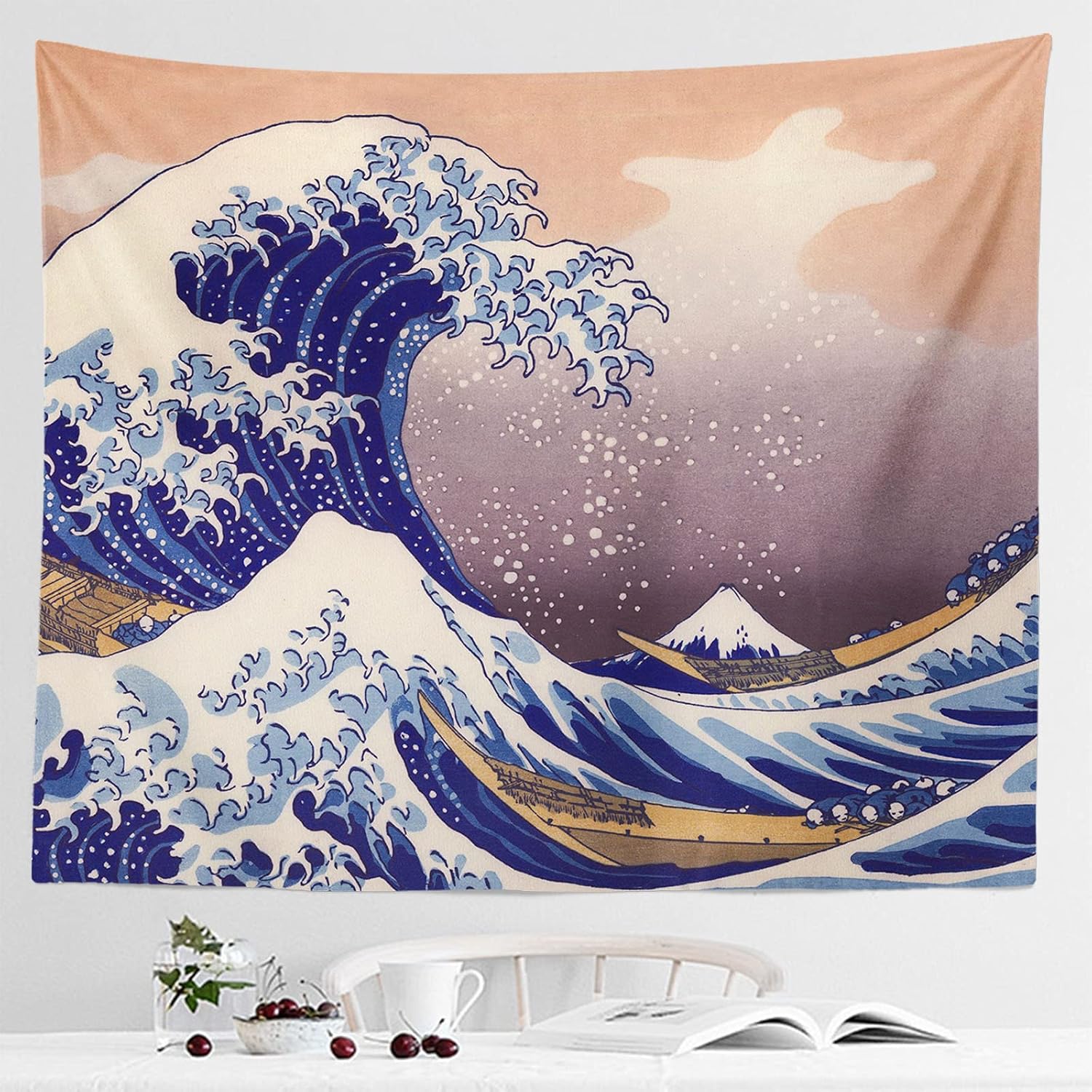 IcosaMro Great Wave Tapestry for Bedroom 60x82.7 Inch Large Wall Hanging Art Wall Decor with Hemmed Edges, Ocean Wall Blanket Home Decor for Bedroom College Dorm, The Great Wave Off Kanagawa