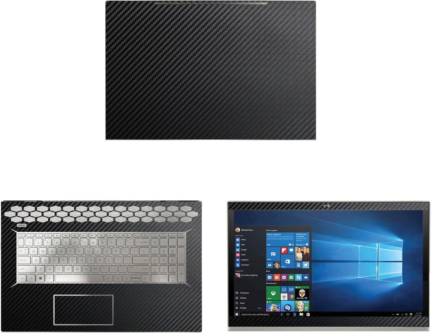 Decalrus - Protective Decal for HP Envy 17M-BW0013DX (17.3" Screen) Laptop Black Carbon Fiber Skin case Cover wrap CFhpEnvy17m_BW0013dxBlack