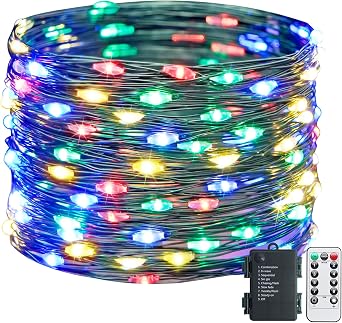 JMEXSUSS Multicolor Green Copper Wires Fairy Lights Battery Operated