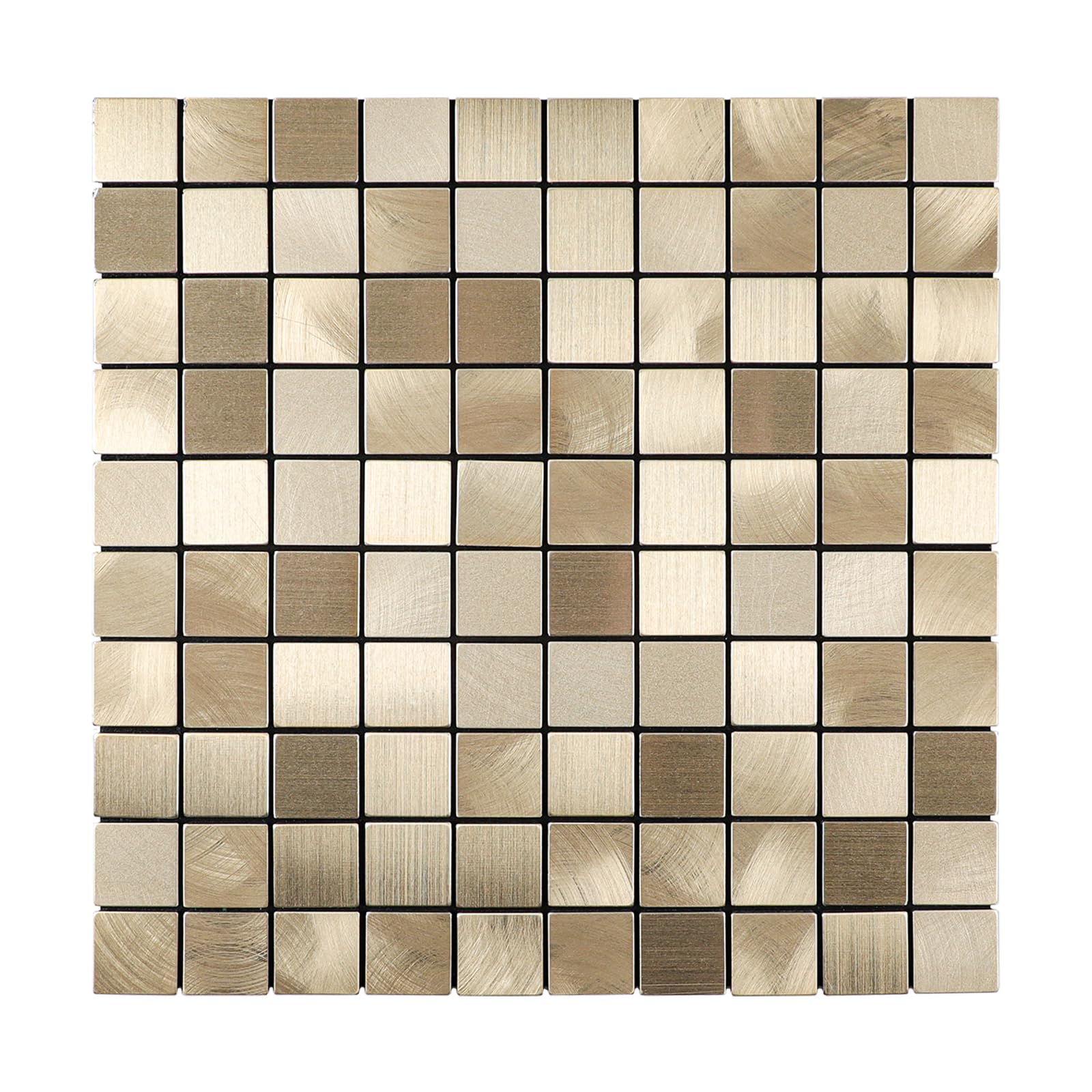 HOMEART Self-Adhesive Mosaic Tiles, Wall Tiles, Tile Stickers, Metal, Aluminium Adhesive Tiles, Mosaic (6 Mats, Gold)