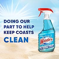 Vista 4 de Windex Recarga Limpiador de Vidrios y Ventanas Azul Original en Botellas + 1 Gatillo Pulverizador Reutilizable, Spray de Limpieza de Superficies