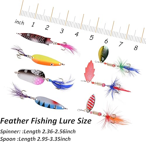 Miniatura 7 de Fishing Lures Kit Trout Lures Rooster Bait Tail Lures Spinner Baits Spoon Lures Hard Baits Crankbaits Topwater Lures Fishing Lures for Bass Trout