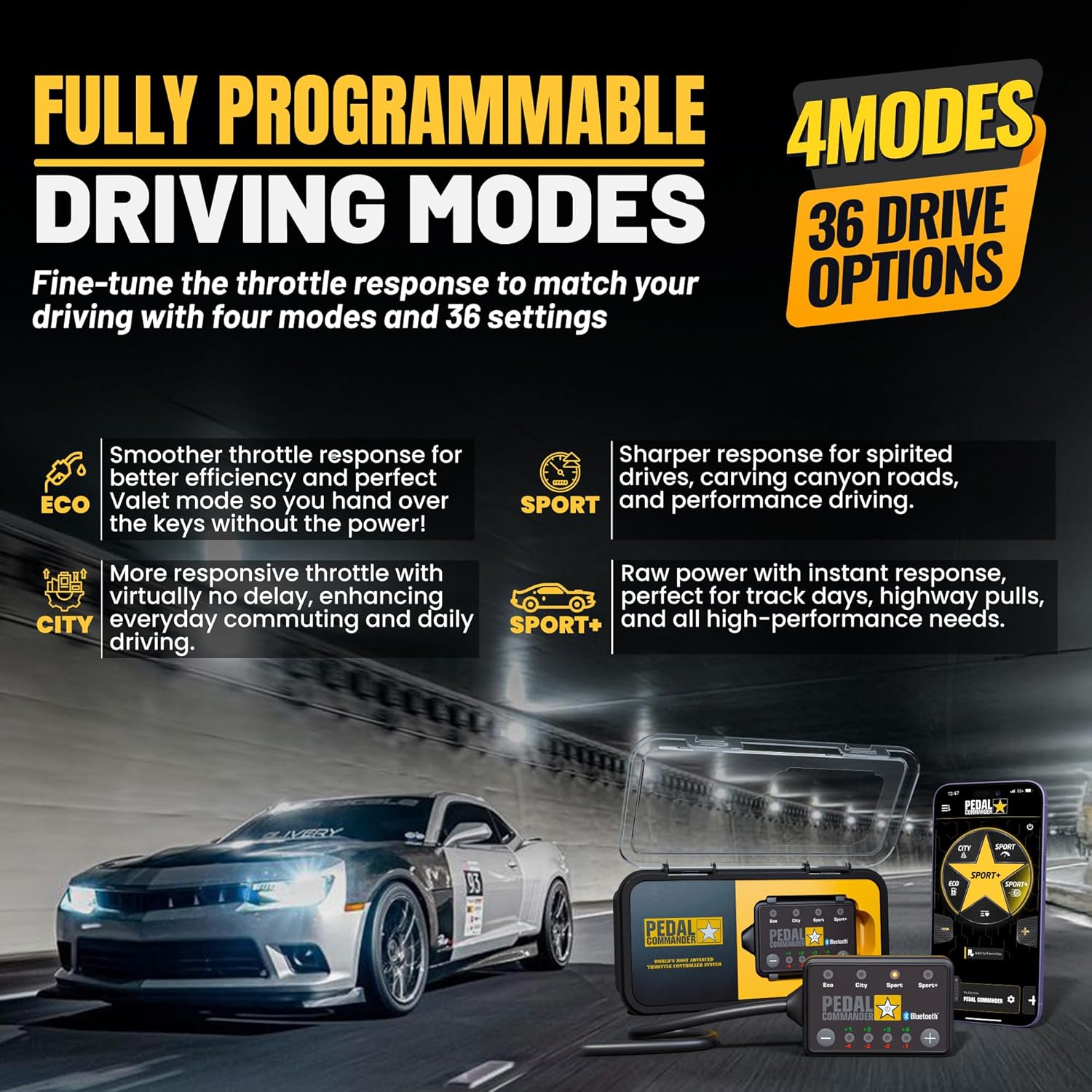 PEDAL COMMANDER for Chevrolet Camaro 2016-2024 Throttle Response Controller - Plug-and-Play, 36 Driving Settings & App Control, Throttle Controller Performance Upgrades, Camaro Accessories