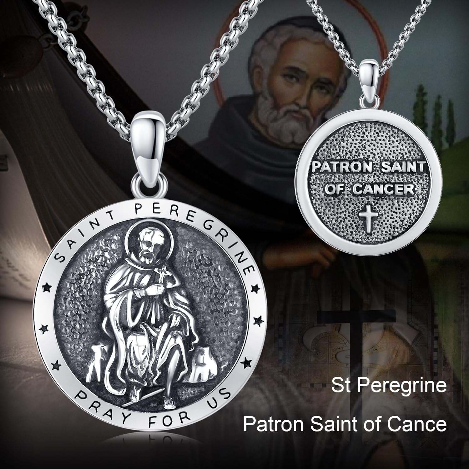 TwoAnts 925 Sterling Silver Patron Saint Medal Necklace Protection Catholic Jewelry Gifts for Men Women - Image 7