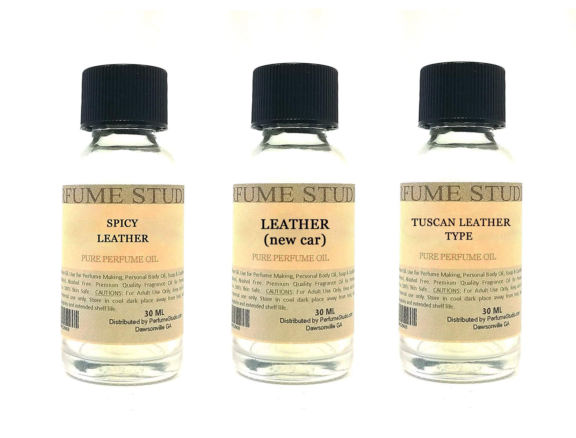 Perfume Making Oils Fragrance Oil Set 3-Pk 1oz Each for Making Soaps, Candles, Bath Bombs, Lotions, Room Sprays, Colognes (Leather Woody, Spicy