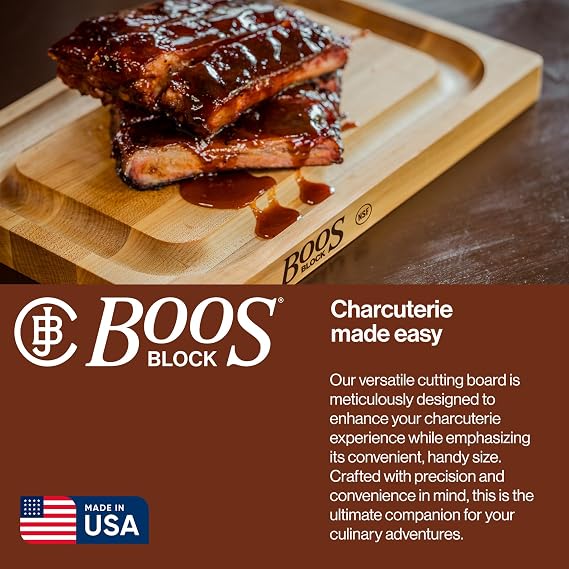 John Boos 209 Chop-N-Slice 12 by 8 by 1-Inch Reversible Hard Maple Cutting Board with Deep Juice Groove