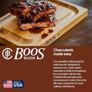 John Boos 209 Chop-N-Slice 12 by 8 by 1-Inch Reversible Hard Maple Cutting Board with Deep Juice Groove