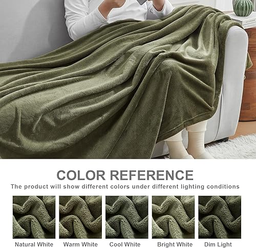 Vista 99 de Hansleep Manta de vellón tamaño individual, color verde azulado, suave y acogedora manta de franela mullida para cama, sofá, viajes, campamento