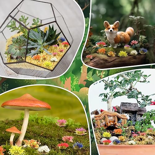 Miniatura 5 de 288 unidades de césped estático, racimo de flores, grupos de vegetación, autoadhesivos, modelo artificial, mechones de hierba, racimo de flores