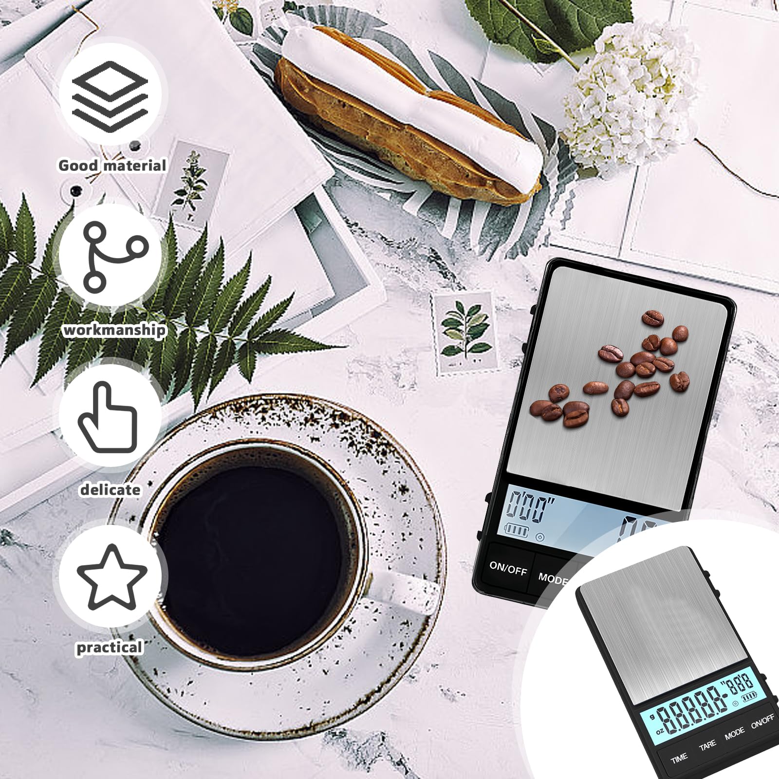 Digitale koffieweegschaal met timer, espressoweegschaal met 0,1 g