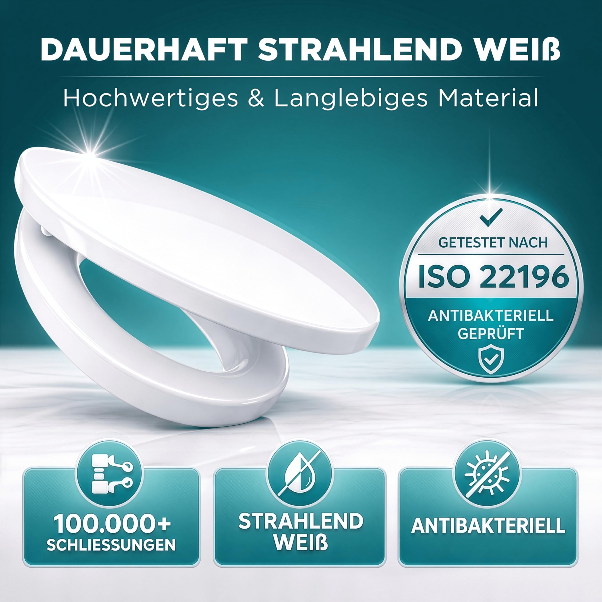WC Sitzerhöhung 7,5cm inkl. Absenkautomatik für bequemes Sitzen & Aufstehen | Erhöhter Toilettensitz bis 200 kg belastbar | Toilettensitzerhöhung - Raised Toilet Seat