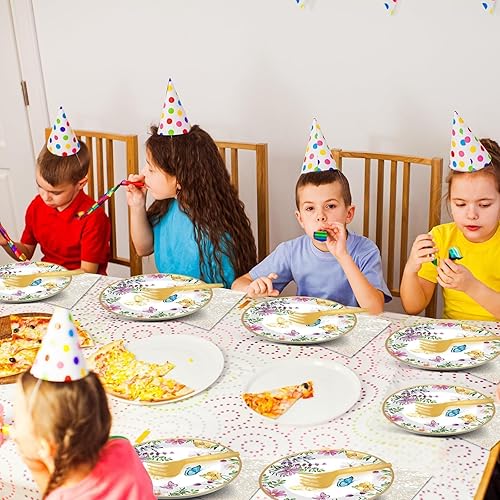 Vista 77 de ZOIIWA - Juego vajilla desechable 96 piezas de Little Boo para baby shower, suministros fiesta fantasmas para 24 invitados, platos, servilletas