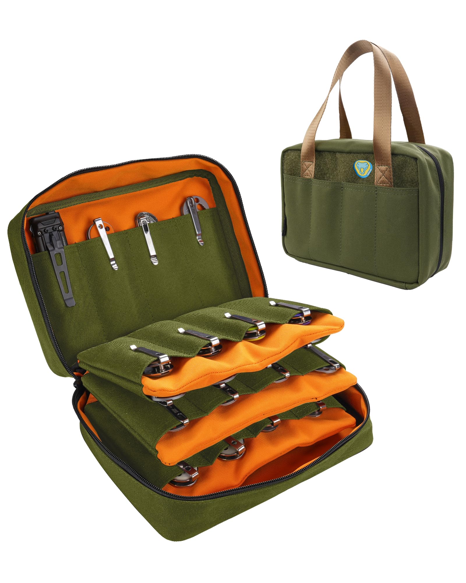 VIPERADE VE40 Knife Display Case with 40 Slots, Folding Knives Storage Holder, Knife Collection Carrier Bag for Folding Knives Flashlights Multitools