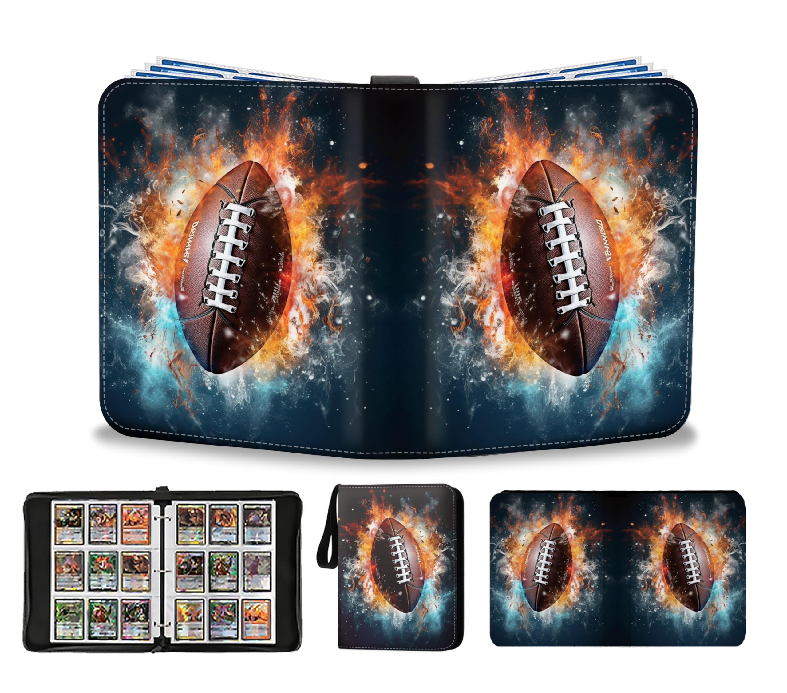 900 Taschen Fußball Karten Binder – Blaues Sammelalbum Für 2025 Karten, Wasserabweisend & Mit Reißverschluss