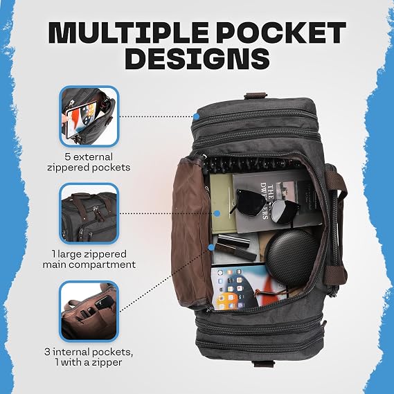 Duffle Bag for Travel 2023 Expandable (40L) Lightweight Water-Resistant Carry On Weekender with Multiple Pockets & Shoulder Strap Airline Approved Travel Duffel Bags for Men & Women - BLACK