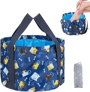 Collapsible Bucket for Soaking Feet, Portable Foot Bath Basin, Travel Foot Soaking Tub with Handles, Navy Blue Foot-Spa Soaking-Tub for Home, Travel, Outdoor, Spa and Camping (14 L/11x7.4 Inch)