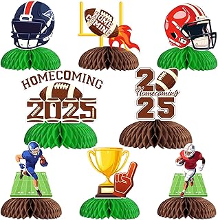 Funmemoir Homecoming Football Decorations 2025-8PCS Honeycomb Centerpieces, Welcome Back to School Sports Homecoming Football Game Party Decorations for High School University College