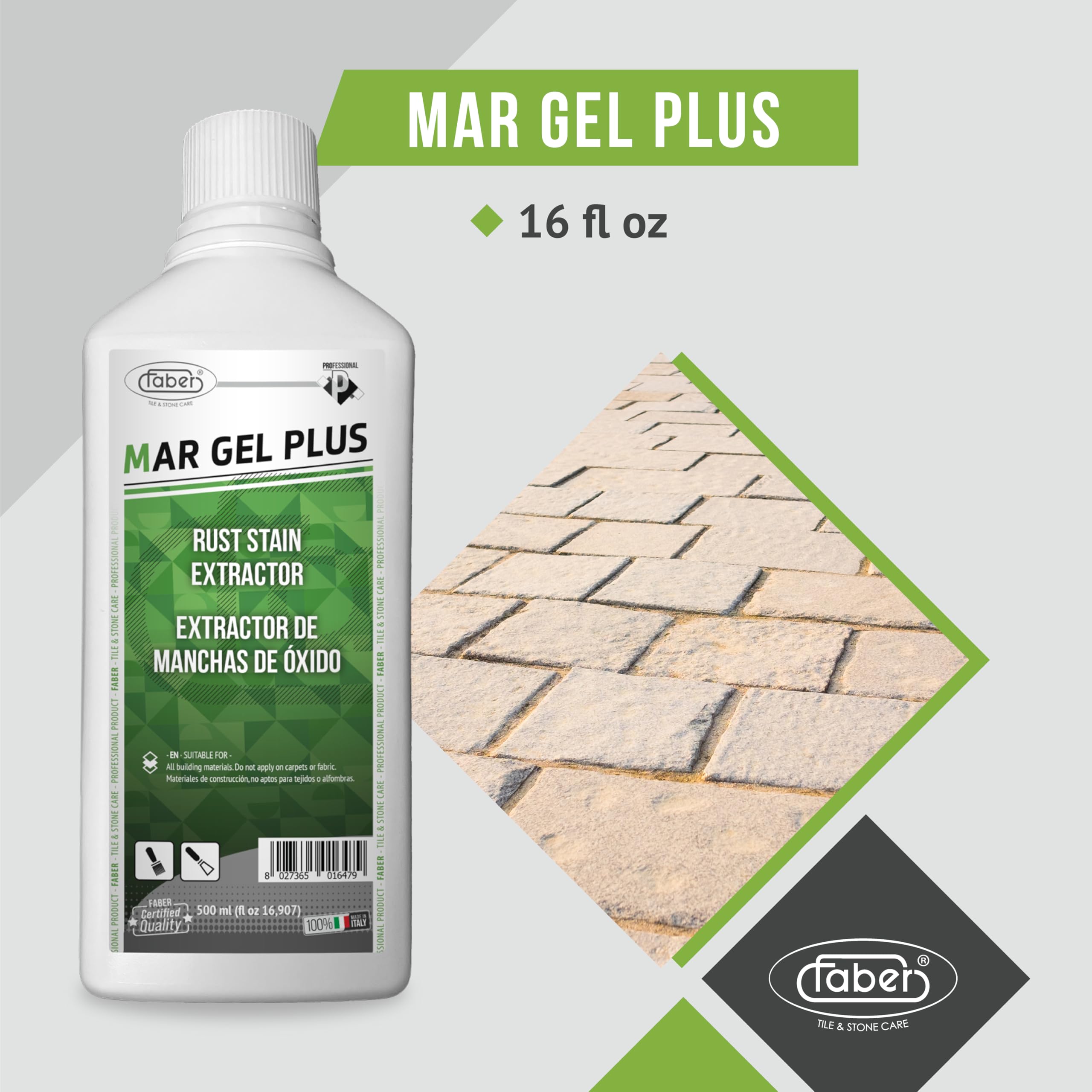 Faber Professional Mar Gel Plus Acido Sensibile Materiali Ruggine Smacchiatore 500ml