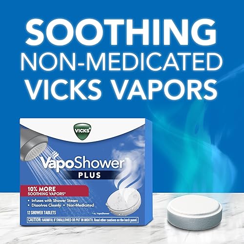Miniatura 7 de Vicks VapoShower Plus, tabletas de bomba de ducha, vaporizadores calmantes extra fuertes, 12 tabletas, DayQuil y NyQuil severo, tos líquida, alivio