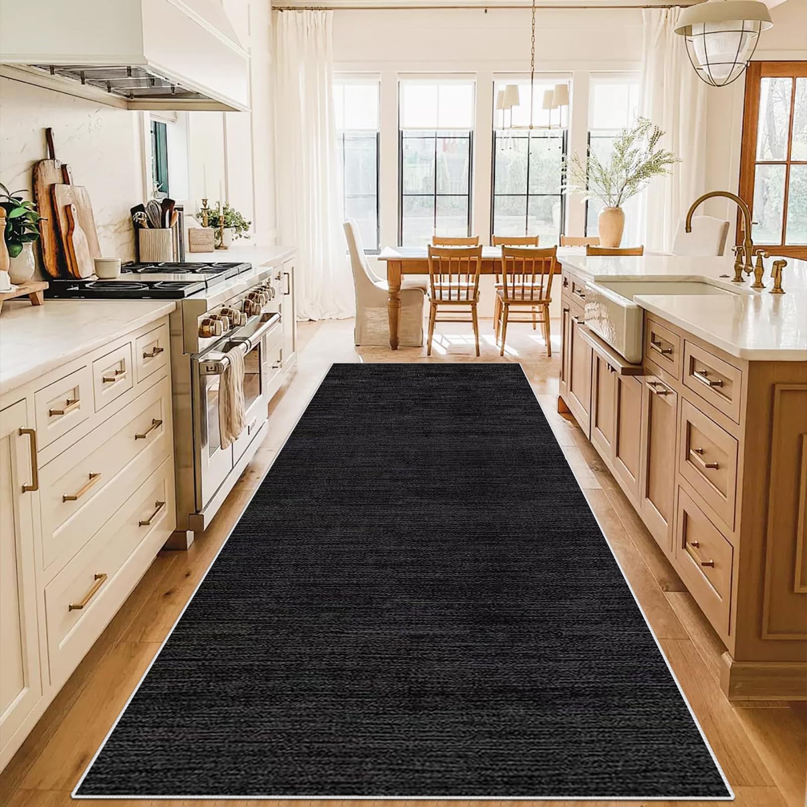 WAWFONG Long Hallway Runner Rug Non Slip Washable Kitchen Rug Hall Runner Black 70 x 200 cm Heavy Duty Carpet Runner Narrow Corridor Rugs Floor Mat for Entryway Laundry Room Hallways Kitchen
