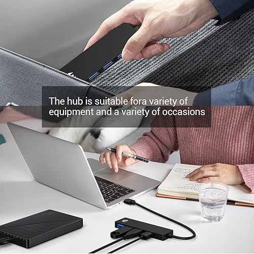 Miniatura 7 de Tiergrade Concentrador USB, concentrador USB 3.0 de 4 puertos con interruptor de alimentación y puerto USB C adicional, adaptador USB ultrafino