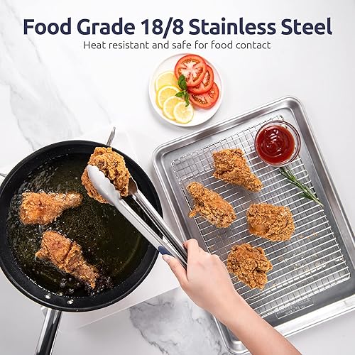 Miniatura 3 de Pinzas de cocina de acero inoxidable 188 U-Taste Pinza de cocina resistente al calor de 7+9+12 pulgadas con puntas de metal resistentes y mango de