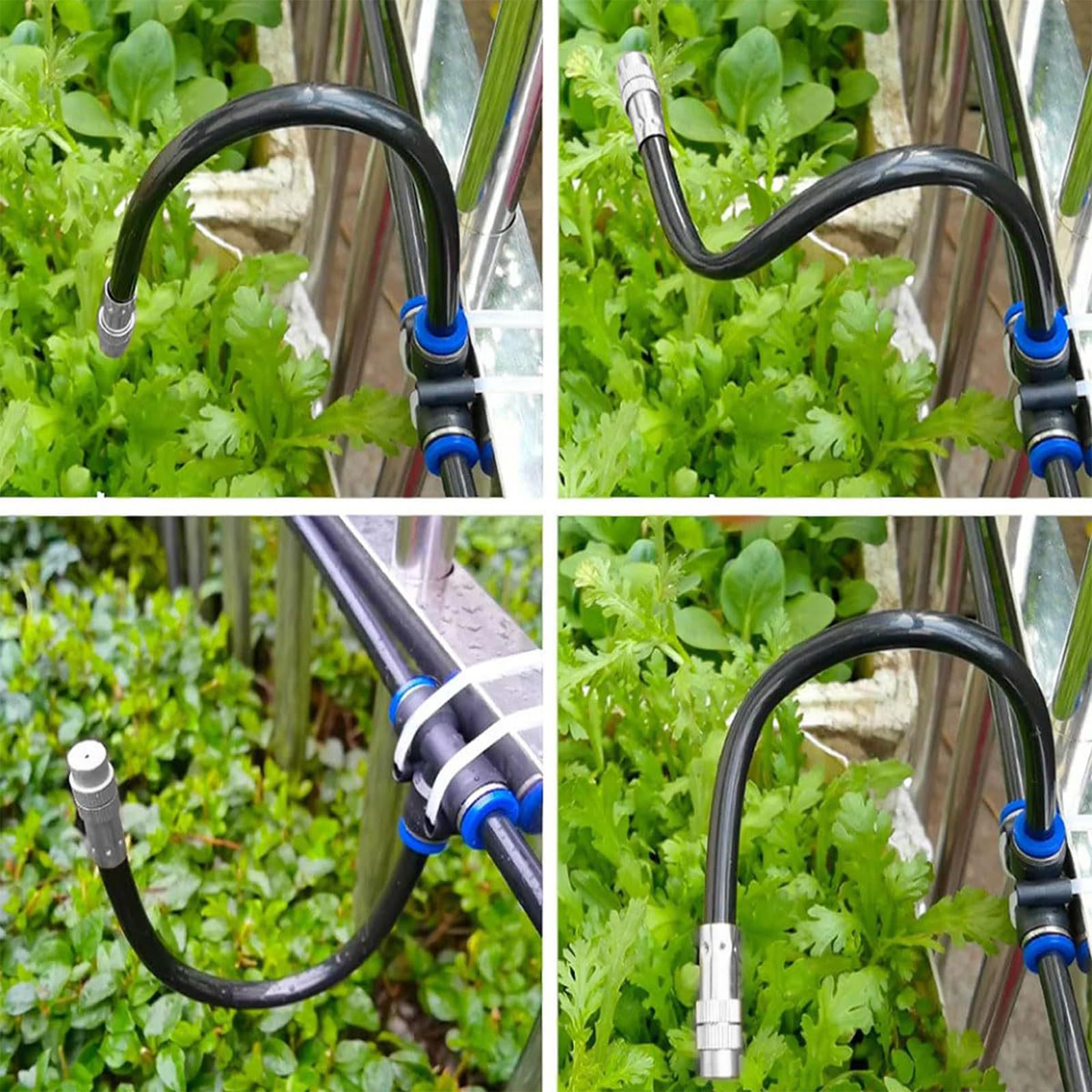 Sistema de riego de niebla, juego de riego por goteo de 65 pies, sistema de riego de jardín ajustable con 25 boquillas de latón flexibles para jardín y terraza