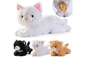 PREXTEX Plush Cat Toys Stuffed Animal w/ 3 Baby Kittens