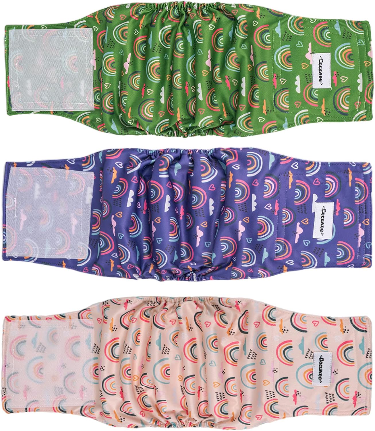 Docuwee Male Washable Dog Diapers (Pack of 3), Reusable Dogs High Absorbent Belly Bands Wraps for Small, Medium and Large Sized Dogs…