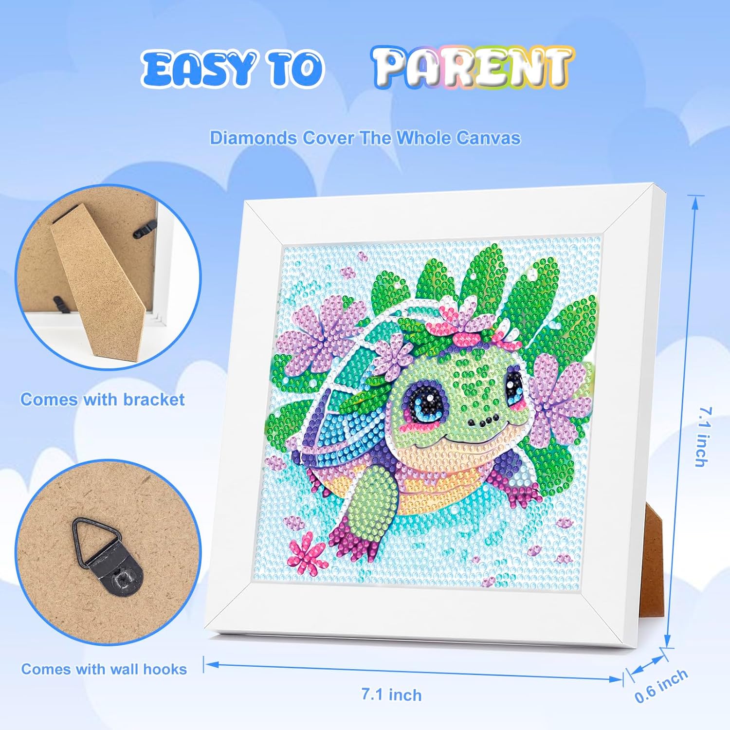 Diamond Art Kits - Crafts for Girls - Diamond Art Painting with Wooden Frame - Arts and Crafts - GEM Art Supplies Dots for Adult Beginners Home Wall Decor Gifts image 3