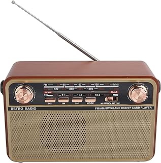 Portable FM/AM/SW Radio, 3‑band Radio USB Charging Radio Receiver for U Disk Memory Card Big Speaker for Gift, Elder, Home