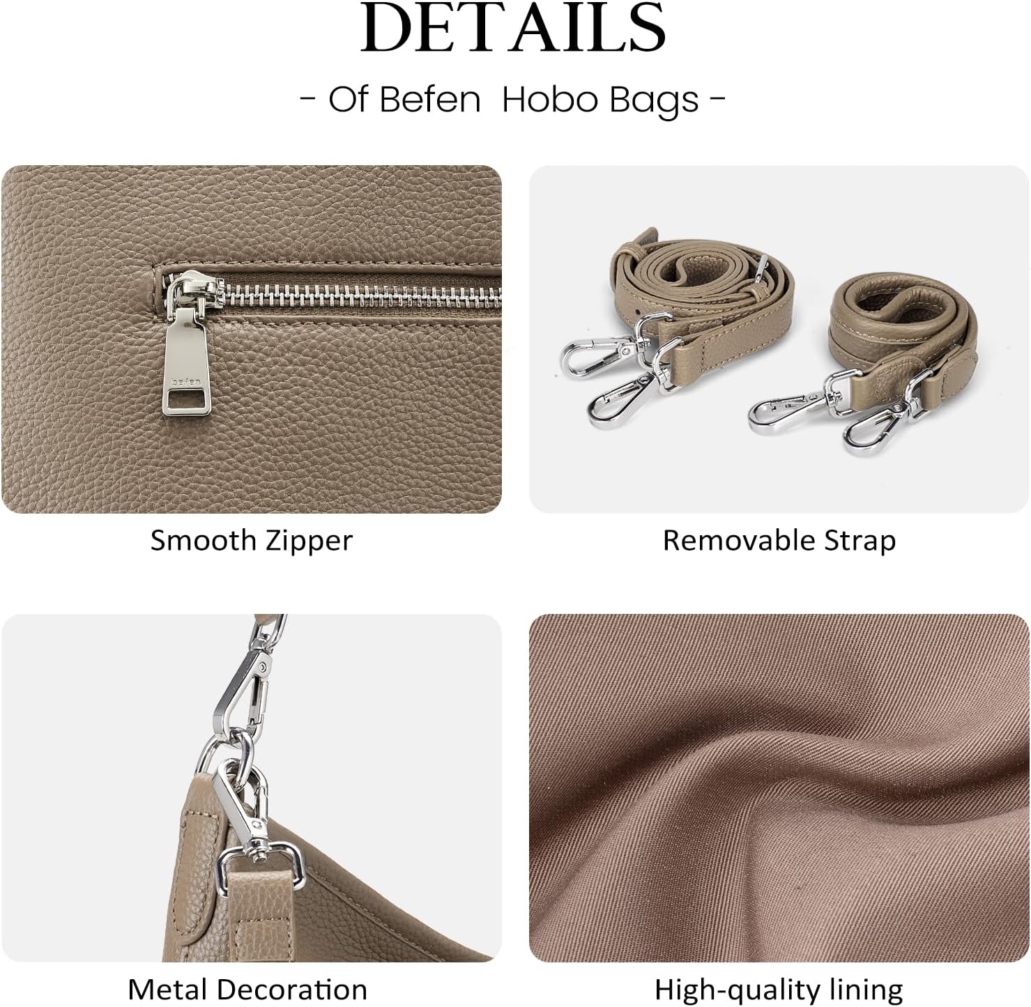 befen Genuine Leather Hobo Bag Purses for Women, Anti Theft Built in RFID Wallet Crossbody Bag Shoulder Handbags