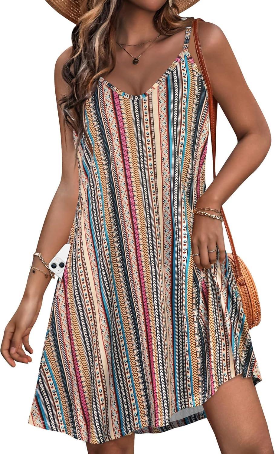 Joellyus womens spaghetti strap dress summer casual sundresses pockets