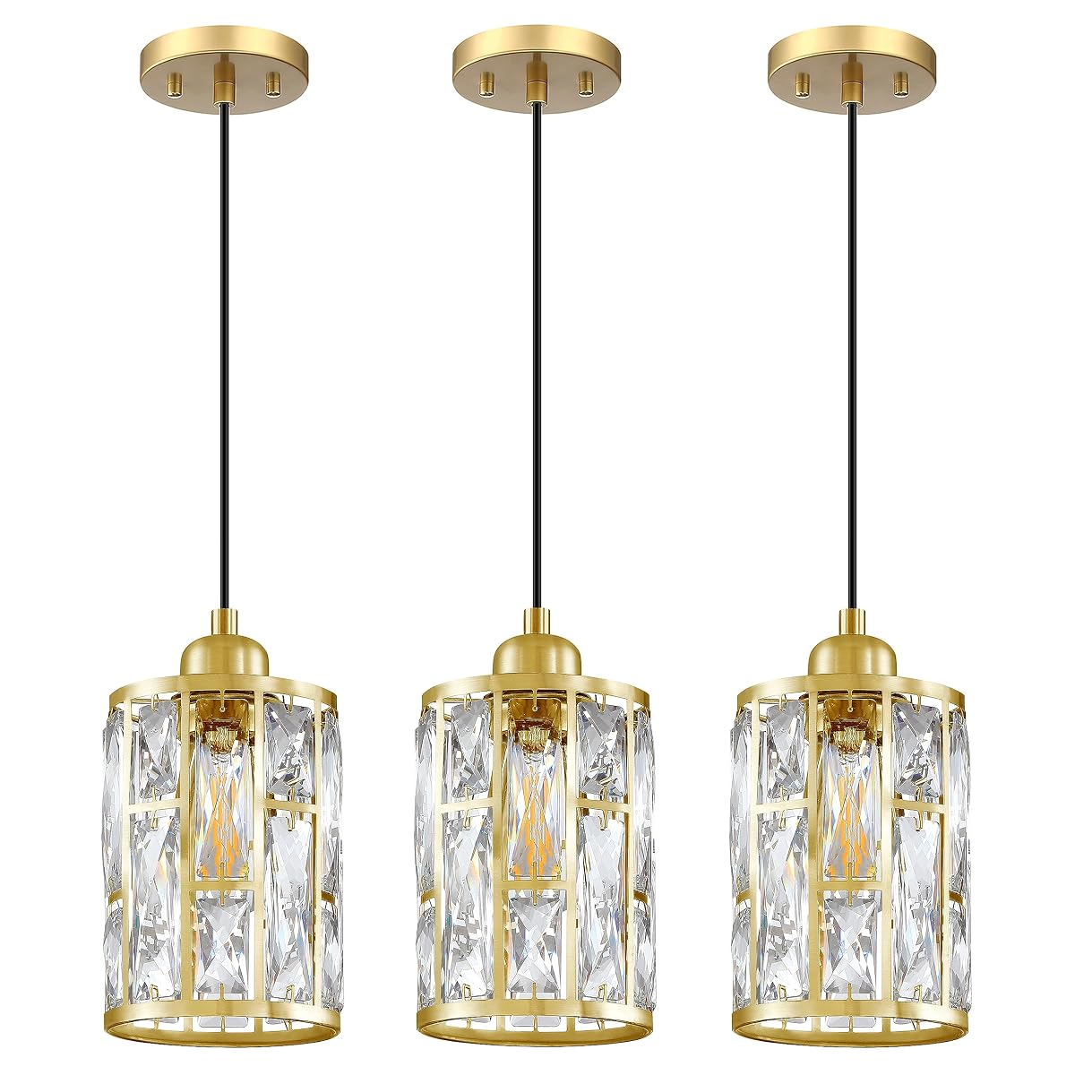 Dolaimi House 3 Pack 1 Light 5.4 Crystal Shade Hanging Kitchen Island Pendant