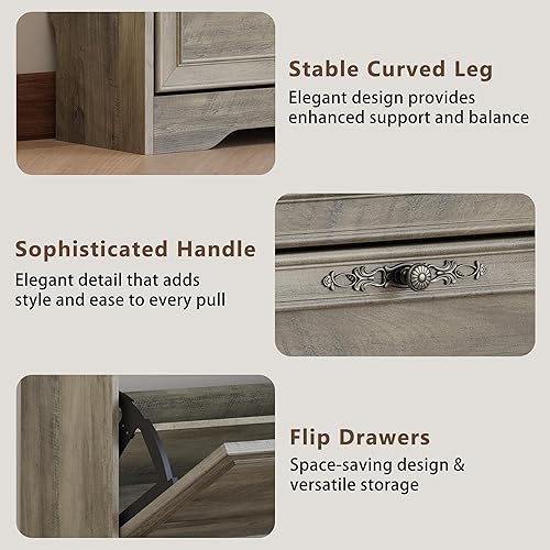 Miniatura 6 de Armario grande para zapatos, organizador de 4 cajones abatibles con estantes ajustables, armario de almacenamiento de zapatos delgado de madera y