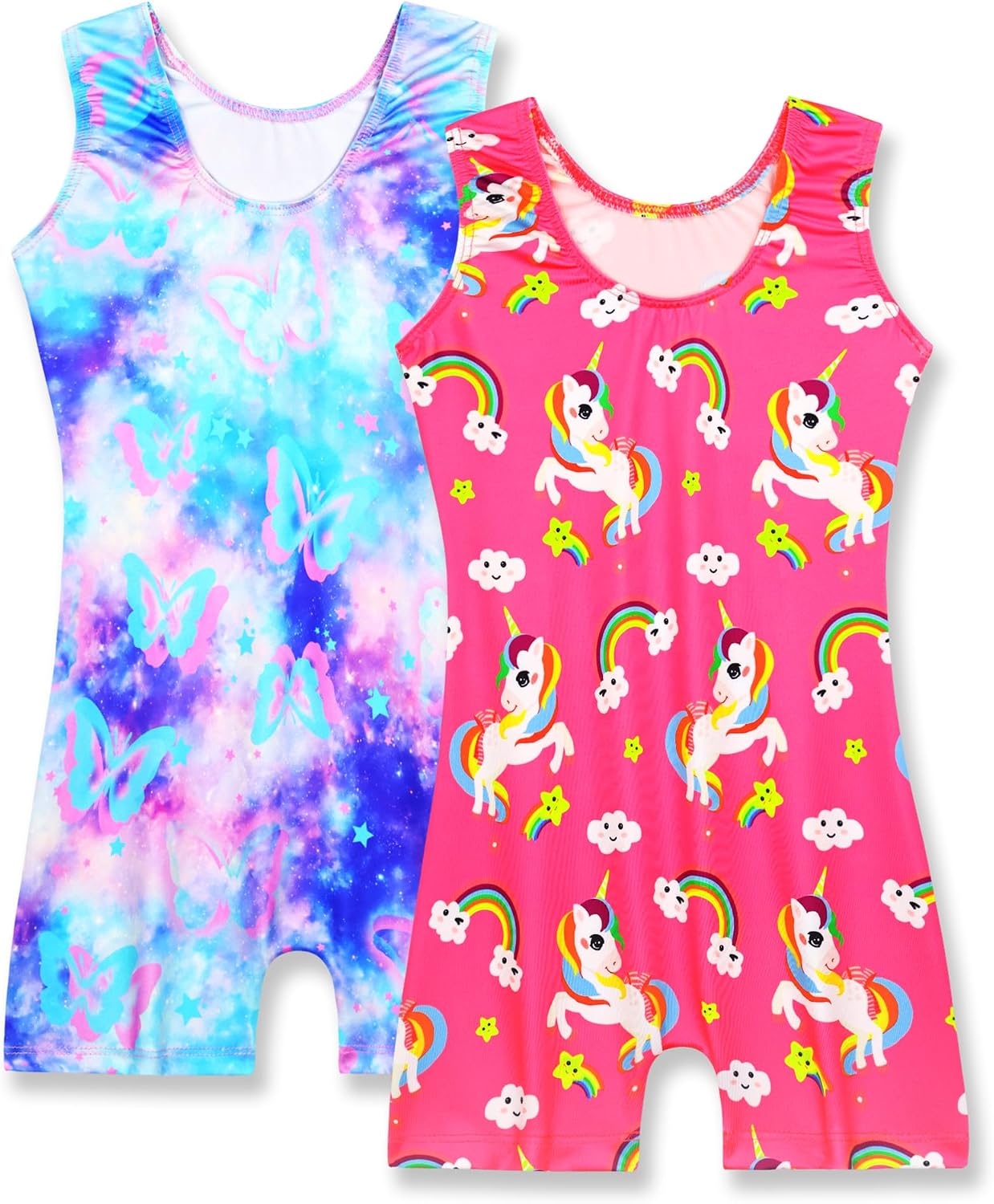 Nymphperi Gymnastics Leotards for Girls Sparkly 2 Pack Tumbling Biketards image 2