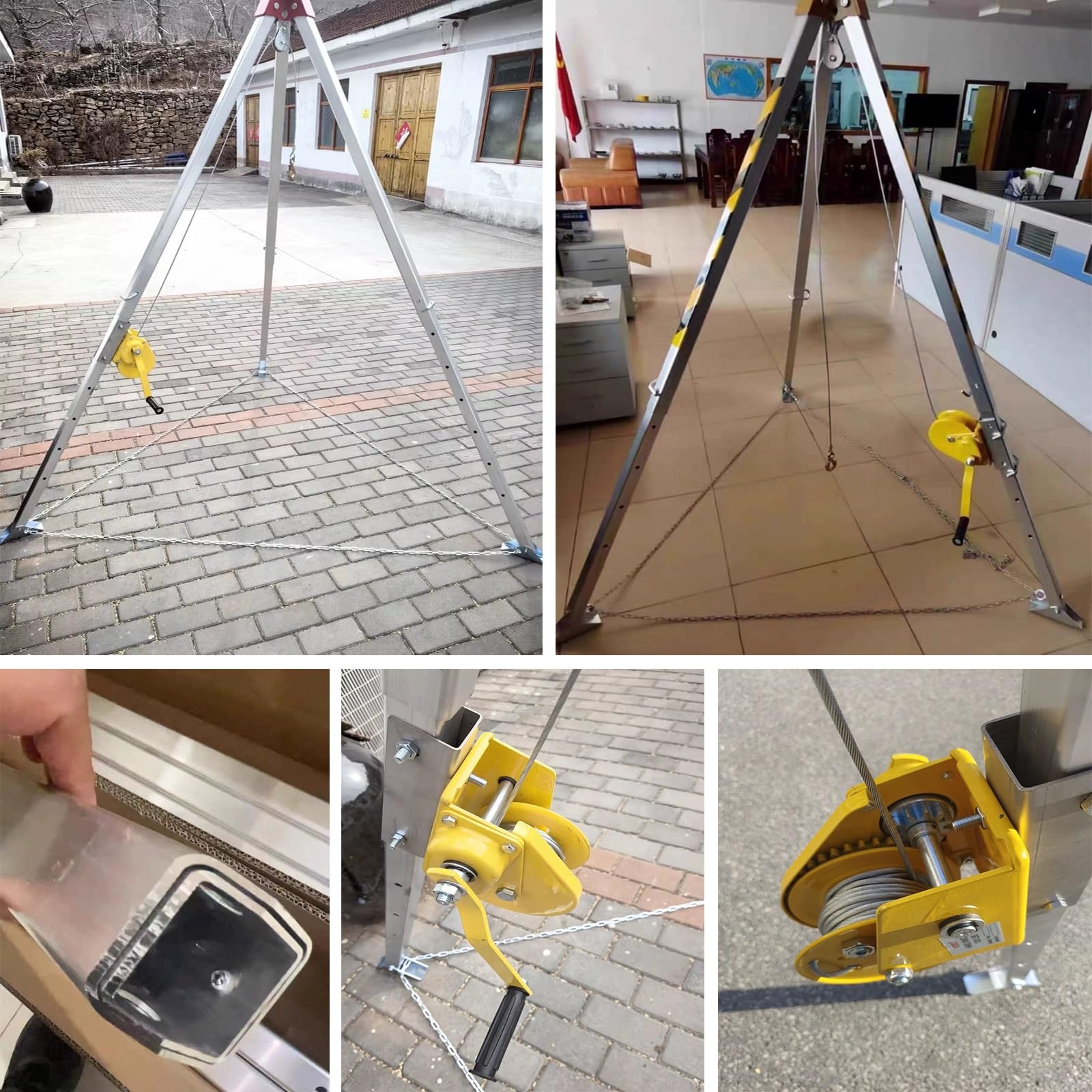 Kit de sistema Tr ajustable de aluminio, arnés seguro, altura 134214 cm, cabrestante 816 kg, ideal para espacios y espacios