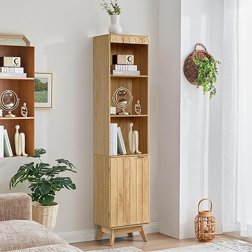 Miniatura 11 de Estantería Alta y Estrecha con Arco, Librero Delgado de Arco de 8 Niveles para Espacios Pequeños, Organizador de Almacenamiento Independiente con