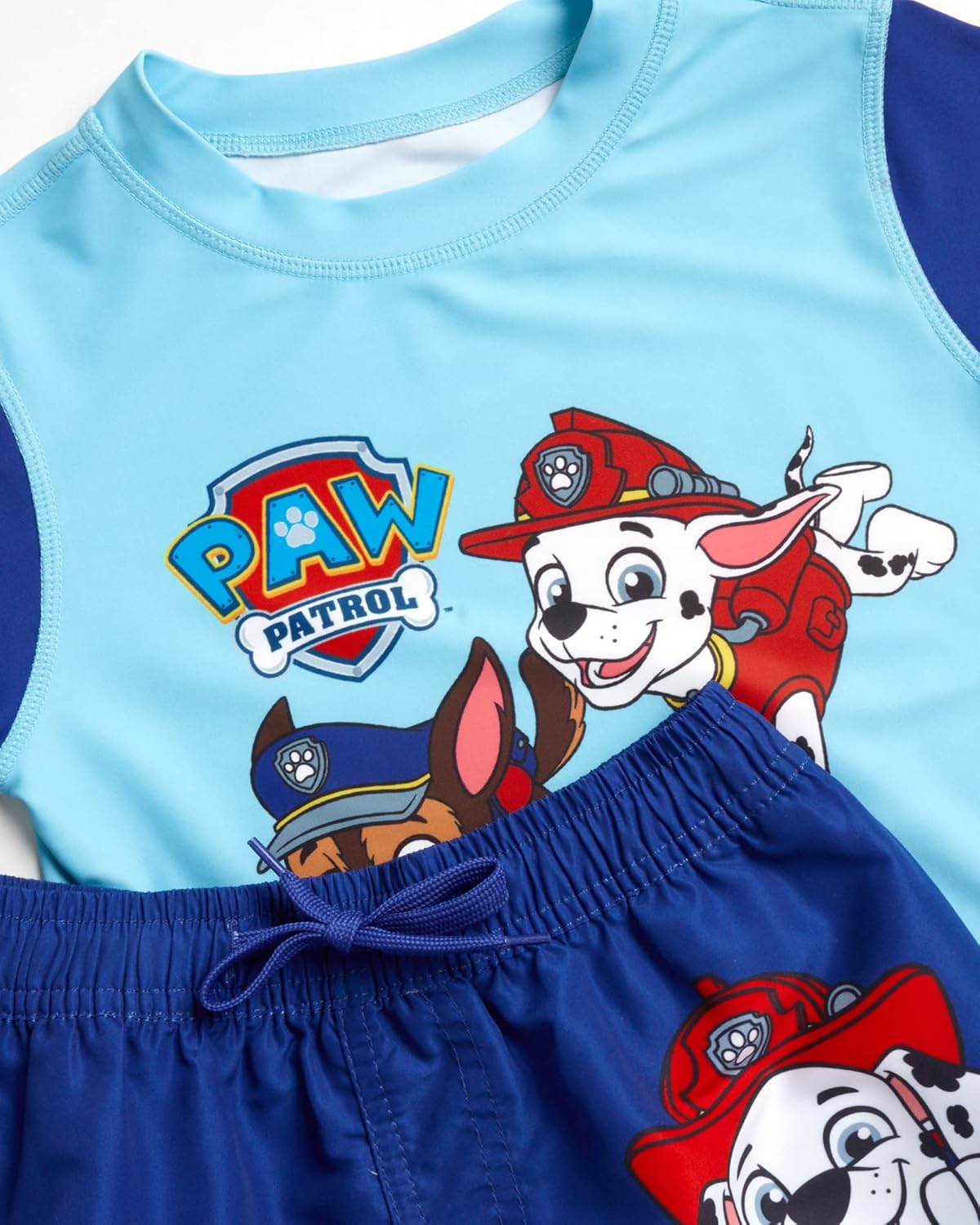 Nickelodeon Paw Patrol Boys Rash Guard Set - 2 Piece Chase Marshall TMNT UPF50 Swim Shirt & Swim Trunks for Toddler & Big Kid