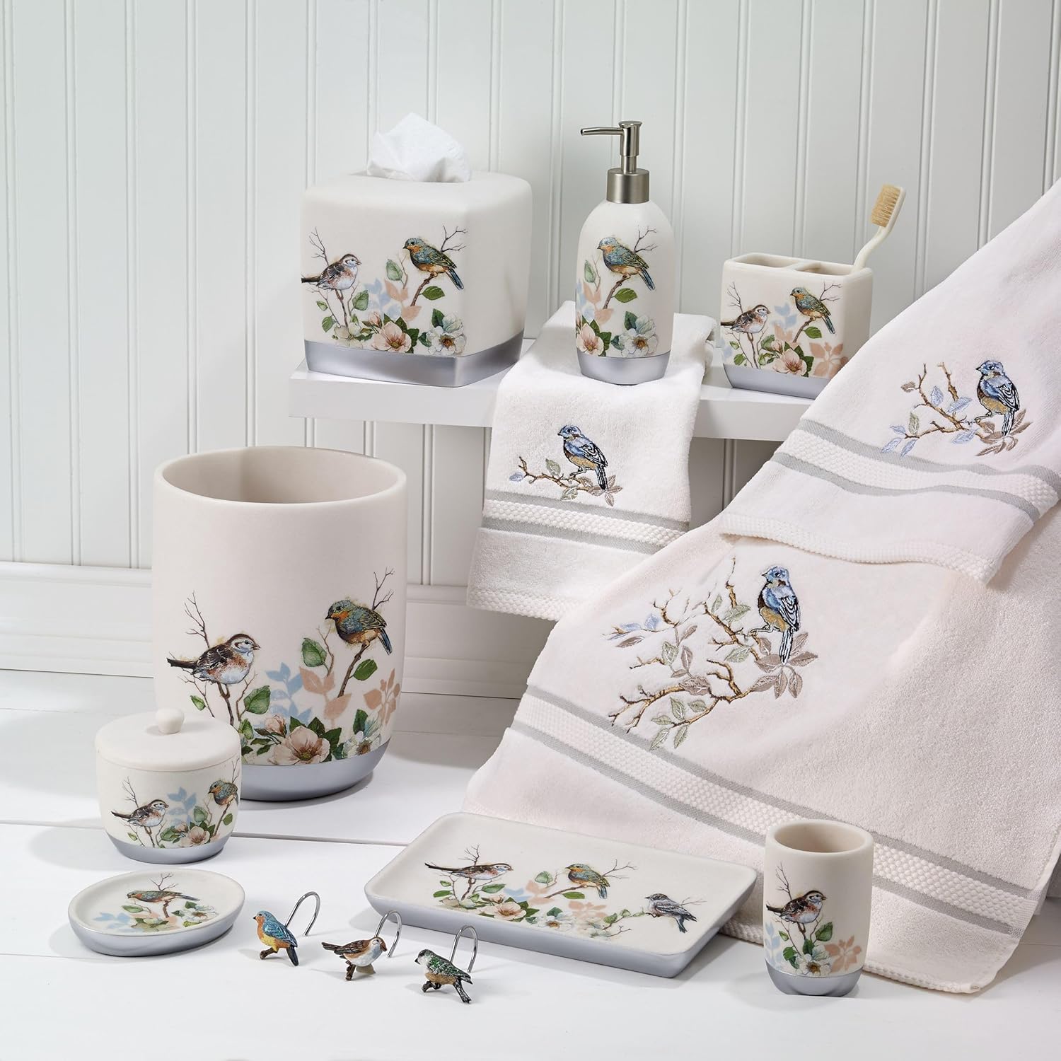Avanti Linens - Vanity Tray, Countertop Accessories, Bird Inspired Home Decor (Love Nest Collection)