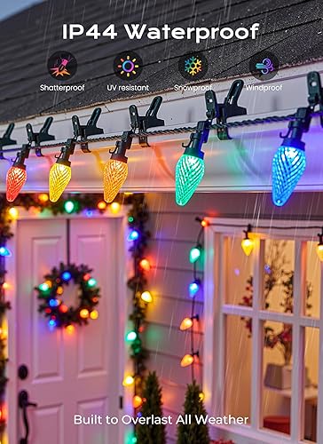 Miniatura 4 de Luces de Navidad C9 para exteriores, 72 pies, 110 luces LED C9, 8 modos y temporizador conectables, impermeables, para árbol de Navidad, luz de