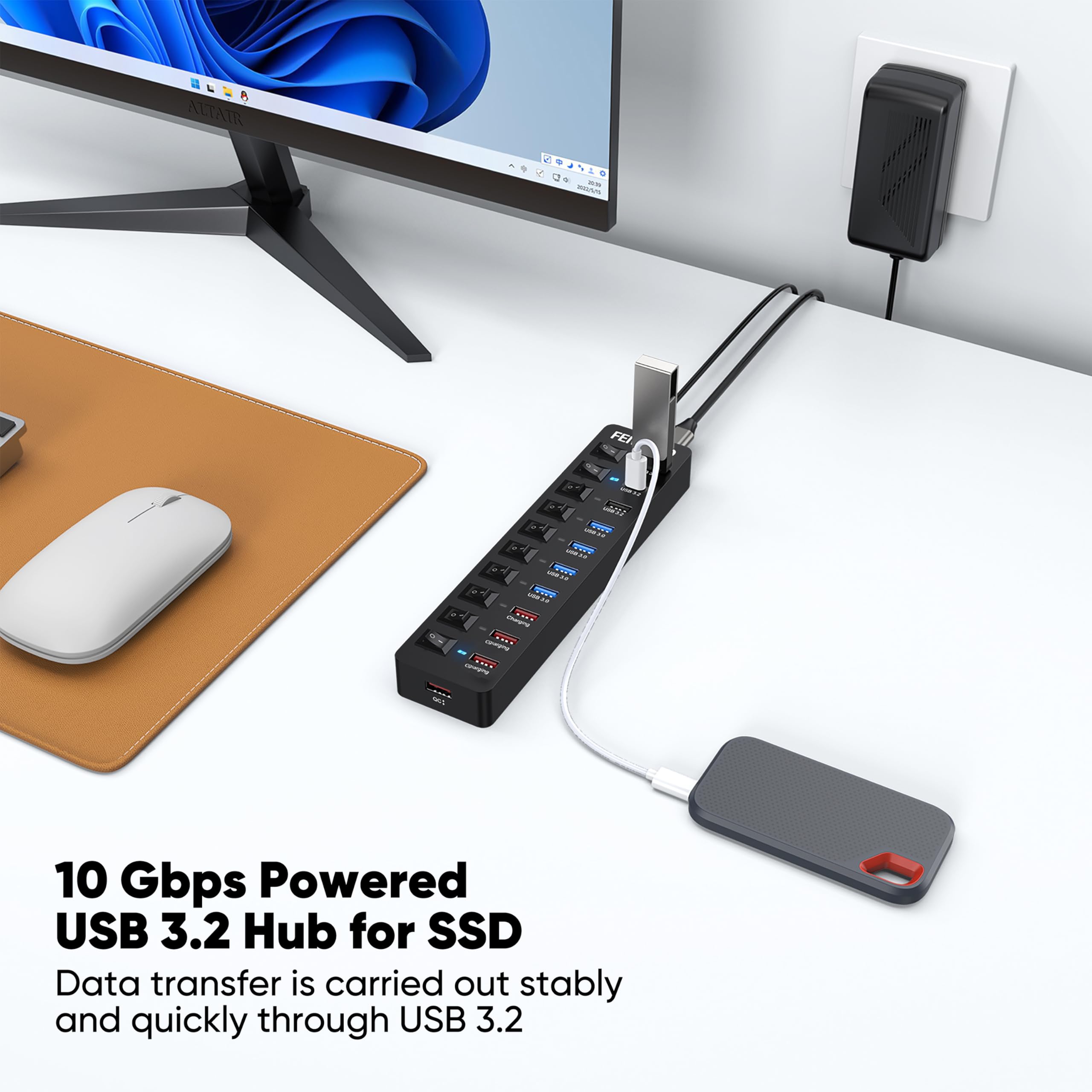 Concentradores USB FE068 (11 puertos, 1 paquete)