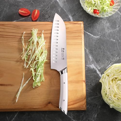 Vista 11 de Cangshan HELENA Serie Acero Alemán Forjado 7" Cuchillo Santoku (negro) Negro -,Blanco,https:/ www.Yaxa/dp/undefined