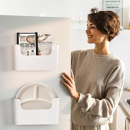 Miniatura 13 de Organizador de archivos colgante para montaje en pared, sin perforación, suministros de correo de oficina, almacenamiento, revista, sobre