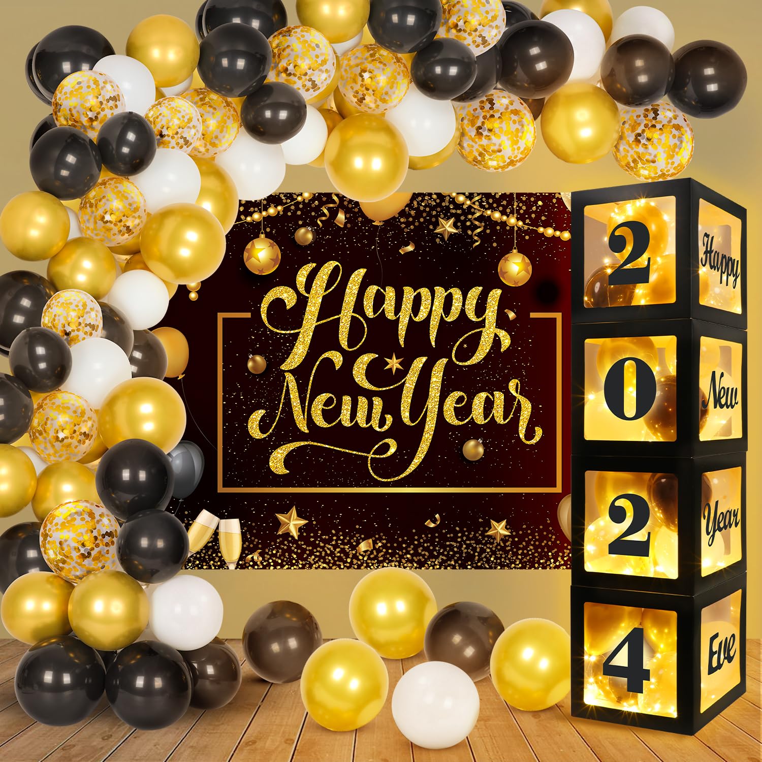 2024 ハッピーニューイヤー　装飾　バルーン Amazon | New Years Eve Party Supplies 2024 Happy New Years