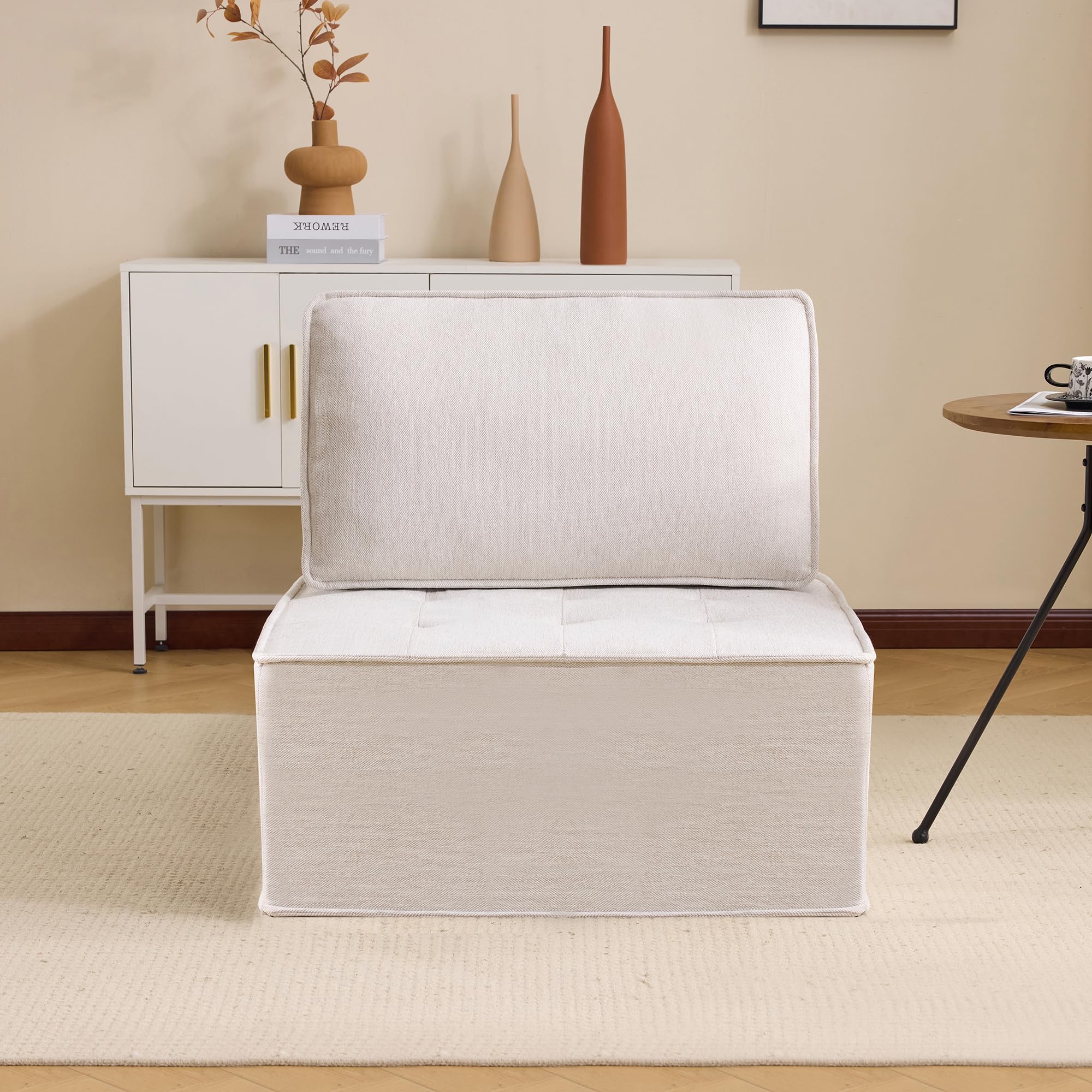 Sofá Modular Reclinable de Tela 100% Lino, Asiento Individual o en Forma de L, Espuma de Alta Elasticidad, para Apartamentos Pequeños y Dormitorios